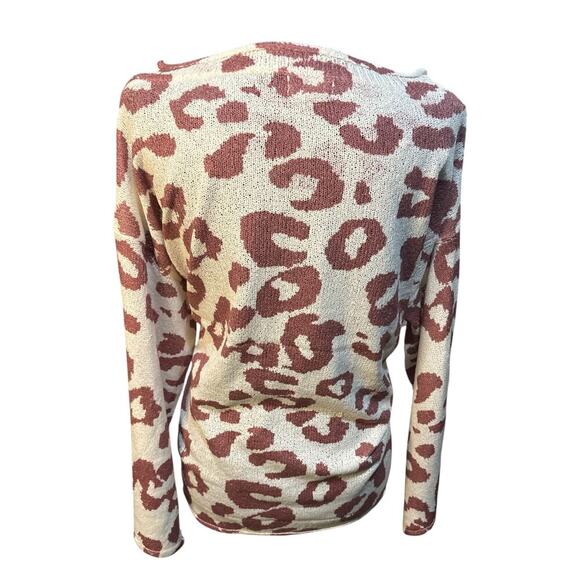 POL Leopard Print Statement Sweater in Cream & Rust – Size S 🤍 NWOT - Picture 3 of 5